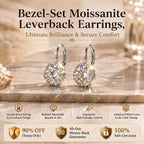 🔥 LAST DAY 90% OFF | Round Bezel Moissanite Leverback Earrings – Clean Circular Detail & Elegant Everyday Movement