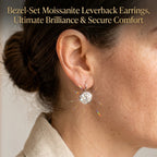 🔥 LAST DAY 90% OFF | Round Bezel Moissanite Leverback Earrings – Clean Circular Detail & Elegant Everyday Movement