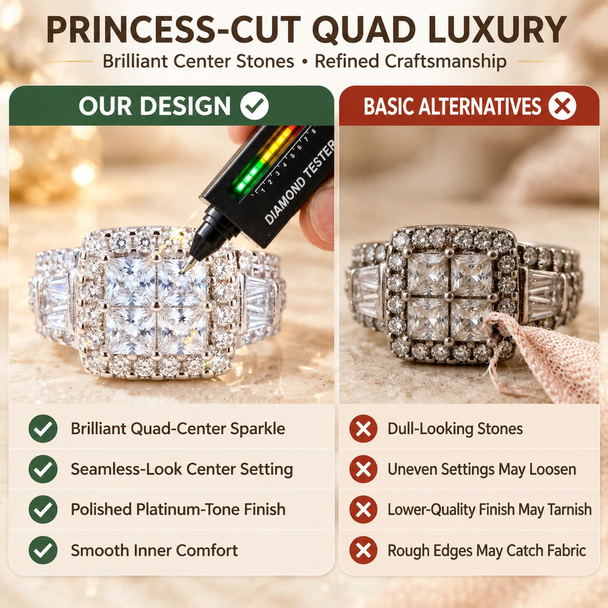 Princess-cut ring design comparison