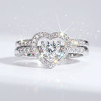 🔥 LAST DAY 90% OFF | Heart-in-Heart Moissanite Stacking Ring Set – Romantic Layered Sparkle & Versatile Two-Piece Styling