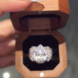 Pear-Cut Halo Moissanite Ring — moving product view
