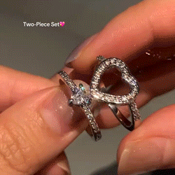 🔥 LAST DAY 90% OFF | Heart-in-Heart Moissanite Stacking Ring Set – Romantic Layered Sparkle & Versatile Two-Piece Styling