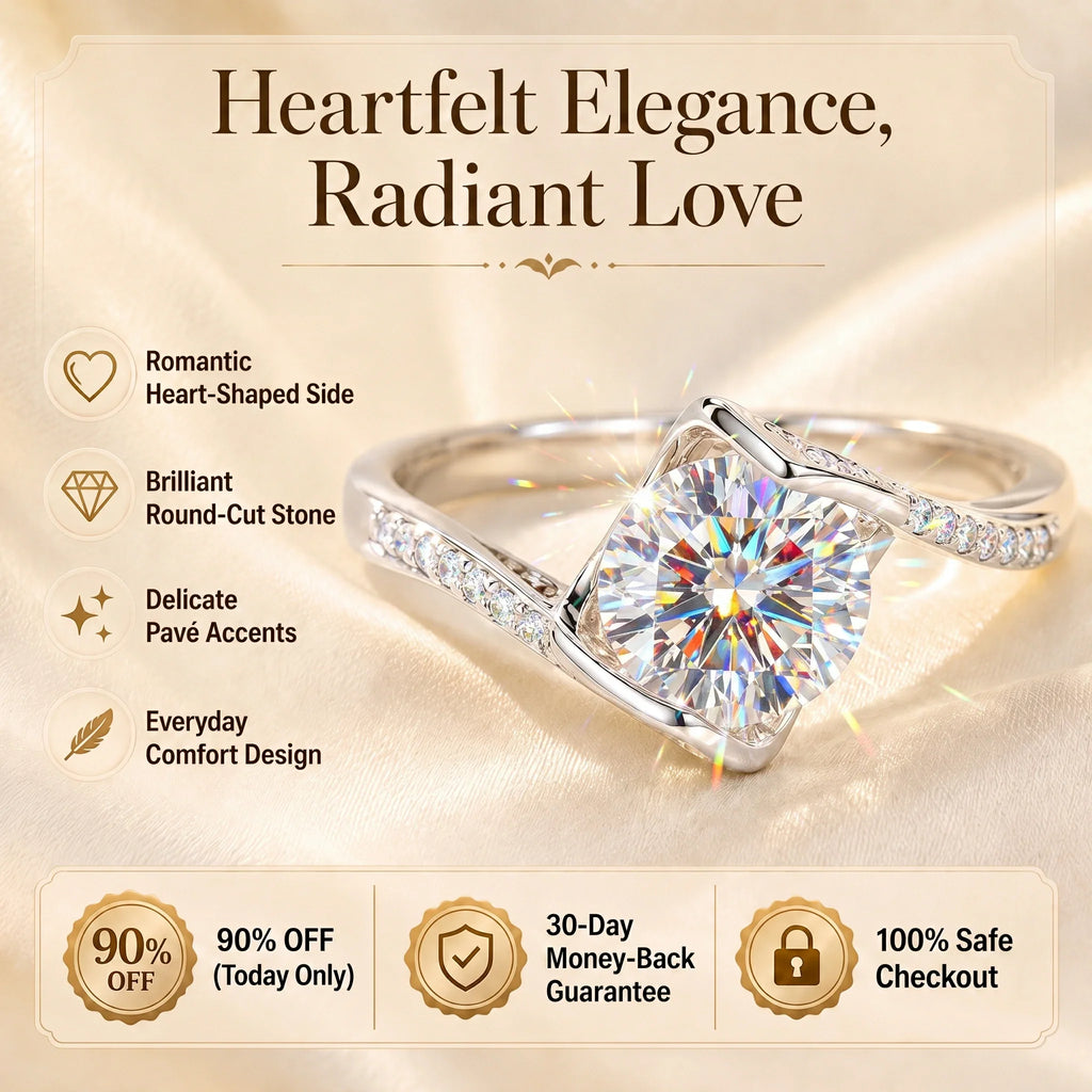 🔥 LAST DAY 90% OFF | Heartfelt Round-Wrap Moissanite Ring – Romantic Curves & Everyday Sparkle