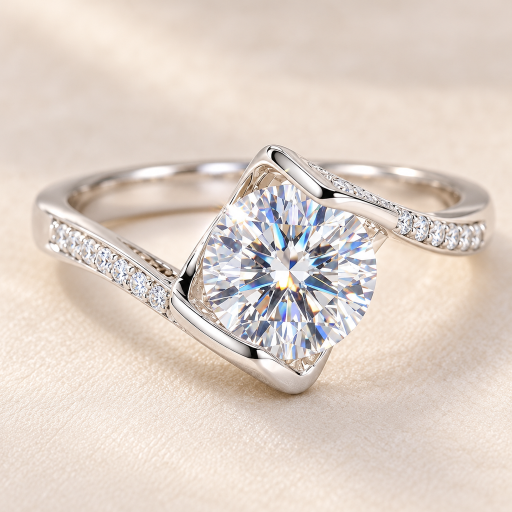 🔥 LAST DAY 90% OFF | Heartfelt Round-Wrap Moissanite Ring – Romantic Curves & Everyday Sparkle