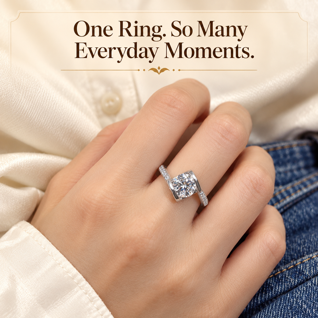 🔥 LAST DAY 90% OFF | Heartfelt Round-Wrap Moissanite Ring – Romantic Curves & Everyday Sparkle