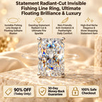 🔥 LAST DAY 90% OFF | Radiant-Cut Invisible-Line Moissanite Ring – Floating Solitaire Brilliance & Barely-There Styling
