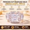 Princess-cut quad-center moissanite ring overview