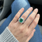 🔥 LAST DAY 90% OFF | Royal Cushion Emerald Halo Ring – Rich Green Brilliance & Elegant Statement Styling