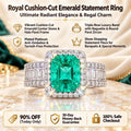 🔥 LAST DAY 90% OFF | Royal Cushion Emerald Halo Ring – Rich Green Brilliance & Elegant Statement Styling