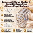 S-curve ring floral cluster and baguette design overview
