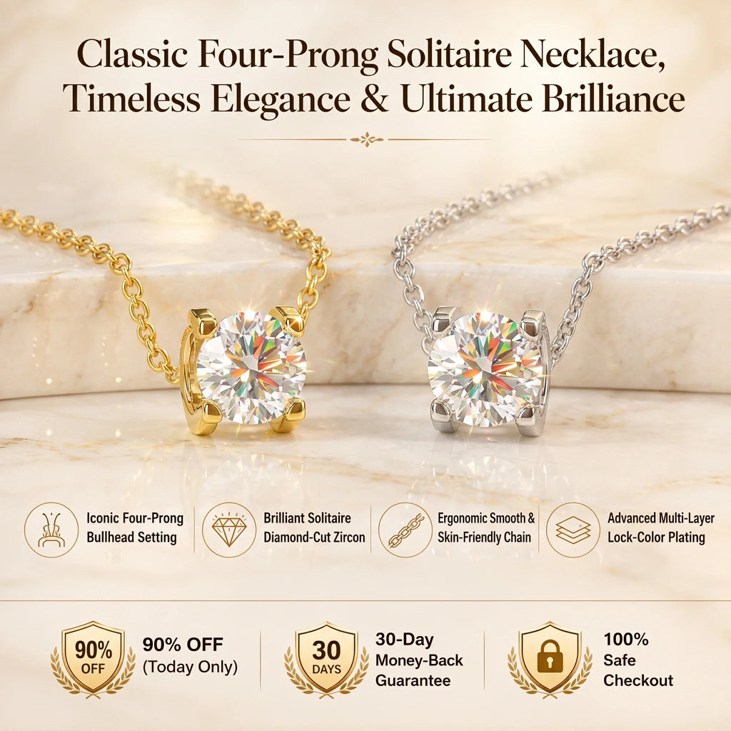 🔥 LAST DAY 90% OFF | Four-Prong Moissanite Solitaire Necklace – A Classic Round Center & Effortless Everyday Styling
