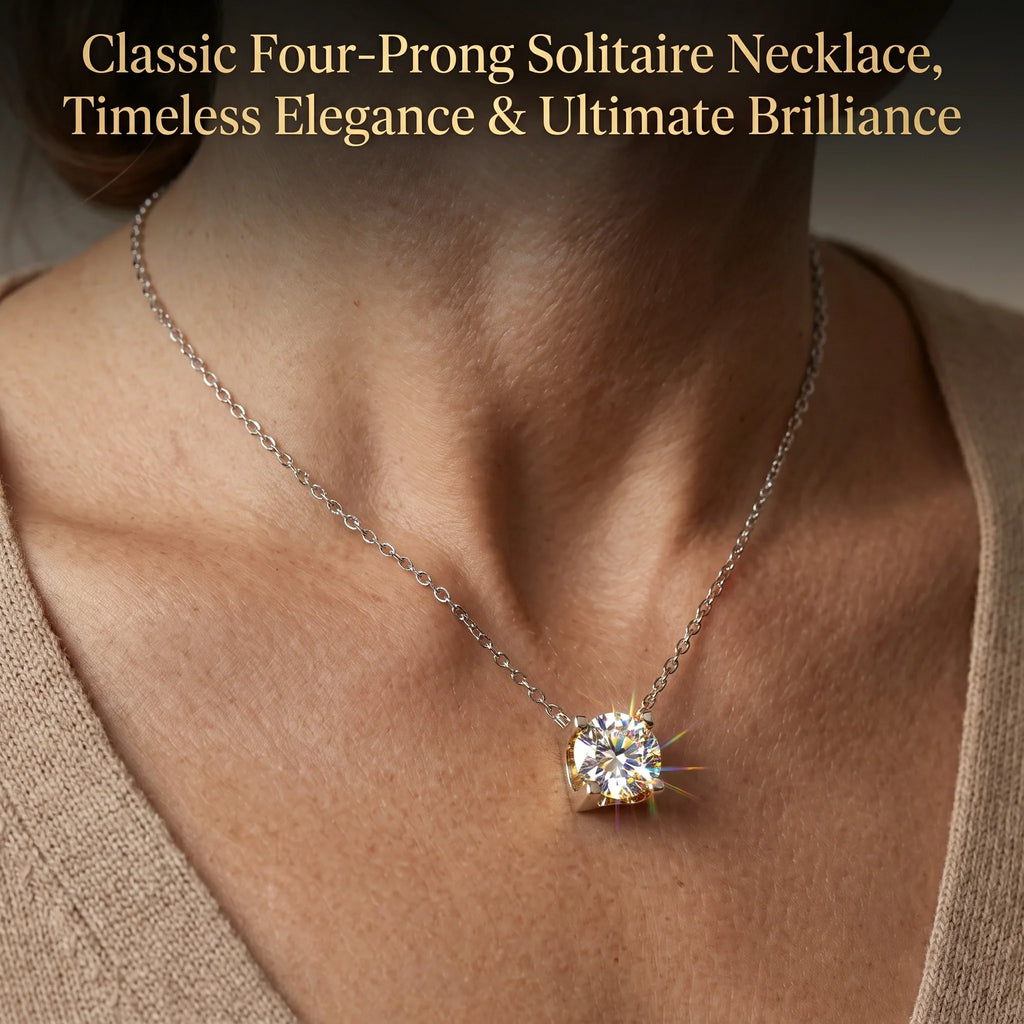 🔥 LAST DAY 90% OFF | Four-Prong Moissanite Solitaire Necklace – A Classic Round Center & Effortless Everyday Styling