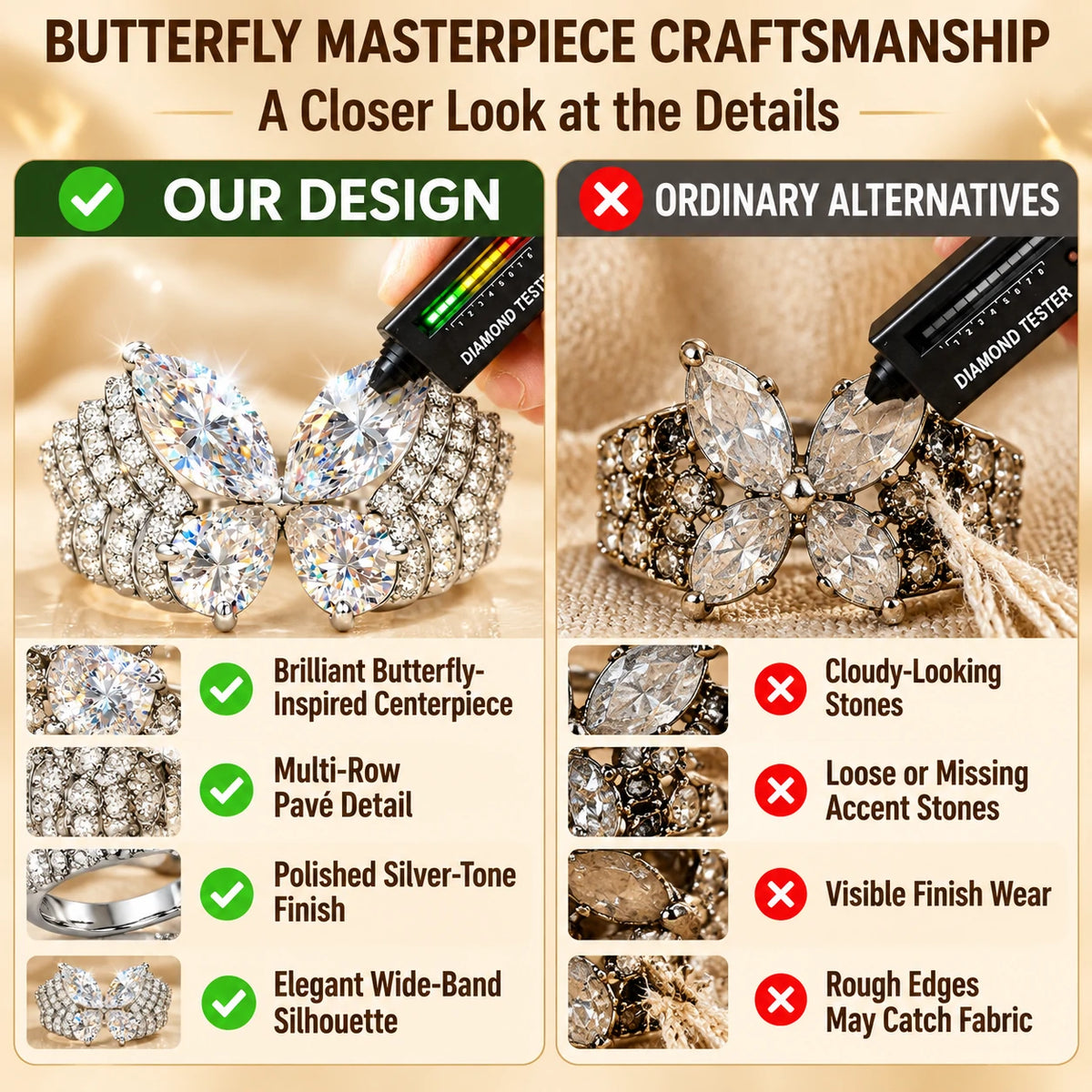 Butterfly ring craftsmanship comparison