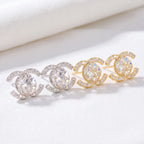 Silver and gold interlocking halo earrings