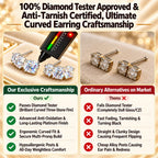 Three-stone curved stud earrings comparison graphic