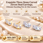 Three-stone curved stud earrings design overview