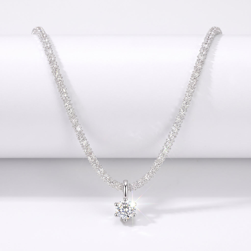 🔥 LAST DAY 90% OFF | Water-Ripple Moissanite Pendant Necklace – Continuous Shimmer & Elegant Everyday Styling