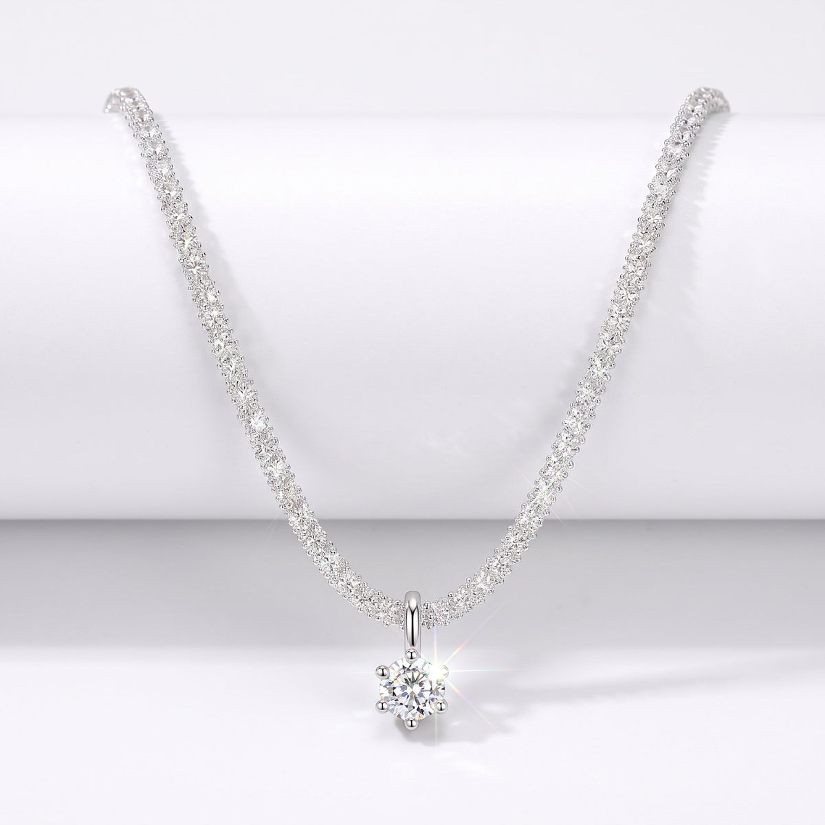 🔥 LAST DAY 90% OFF | Water-Ripple Moissanite Pendant Necklace – Continuous Shimmer & Elegant Everyday Styling