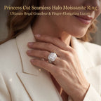 Princess-cut ring styled with an ivory blazer