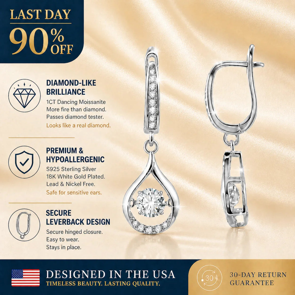 🔥🔥 90% OFF TODAY: 1-Carat "Dancing" Moissanite Earrings – The Pure S925 Comfort & Sparkle You Deserve 💖