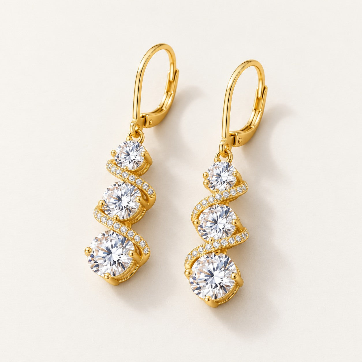 Three-Stone Drop Earrings